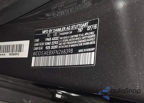 2015 Mercedes-Benz Cla 250 из США, поврежденный, VIN WDDSJ4EBXFN268398